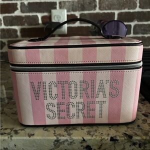 Victoria's Secret Pink and White Striped Makeup Case